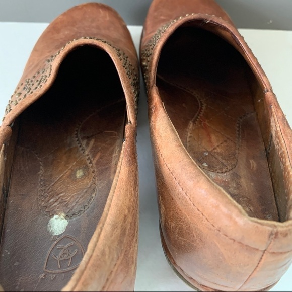 Ariat Tan Leather Slip-On Shoes With Stud Detail Size 7 - Picture 10 of 12